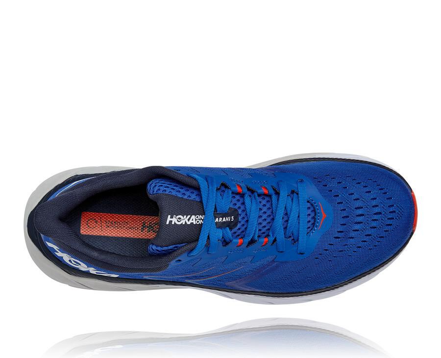 Hoka Australia One One Arahi 5 - Mens Running Shoes Blue - LAZHR-2739